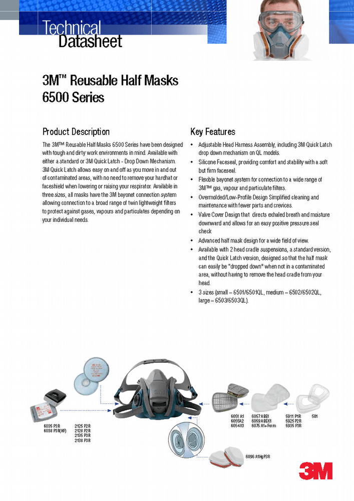 3M™ 6500-serie halfgelaatsmasker
