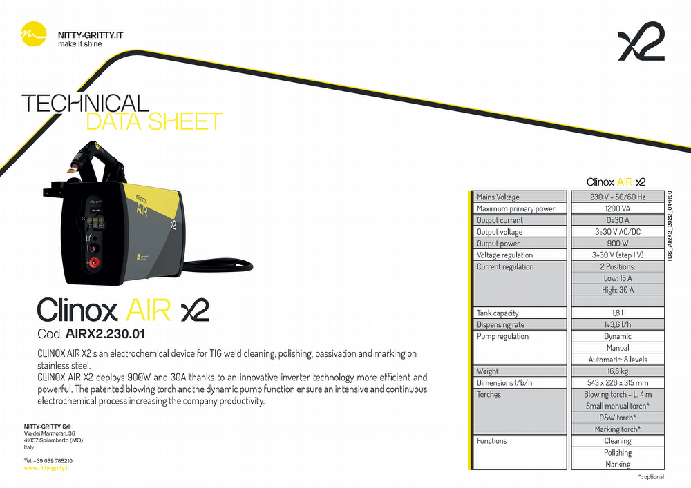 Datasheet Clinox air X2