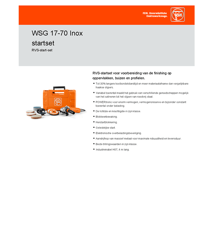 Fein WSG 17-70 Inox startset 