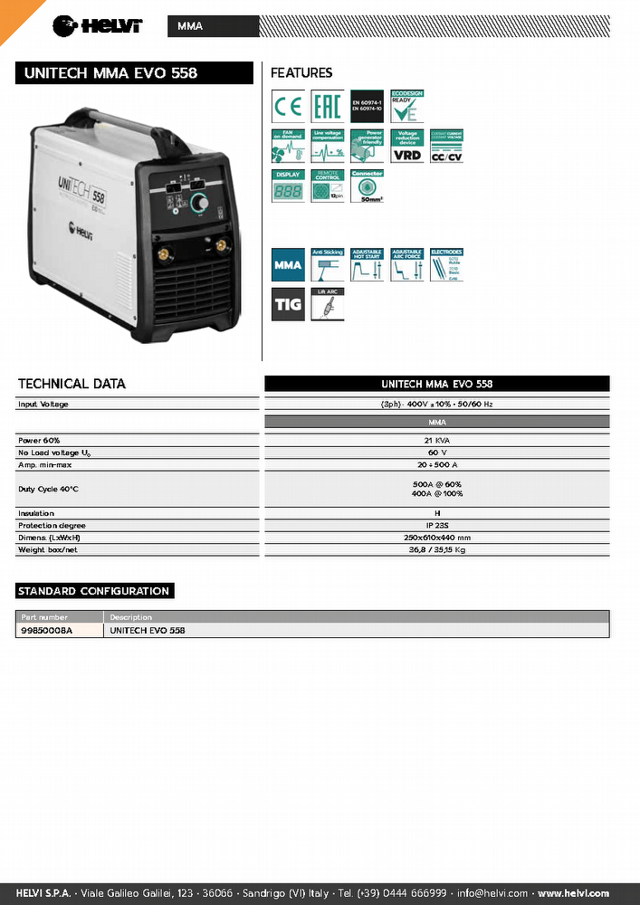 Helvi UniTECH MMA EVO 558